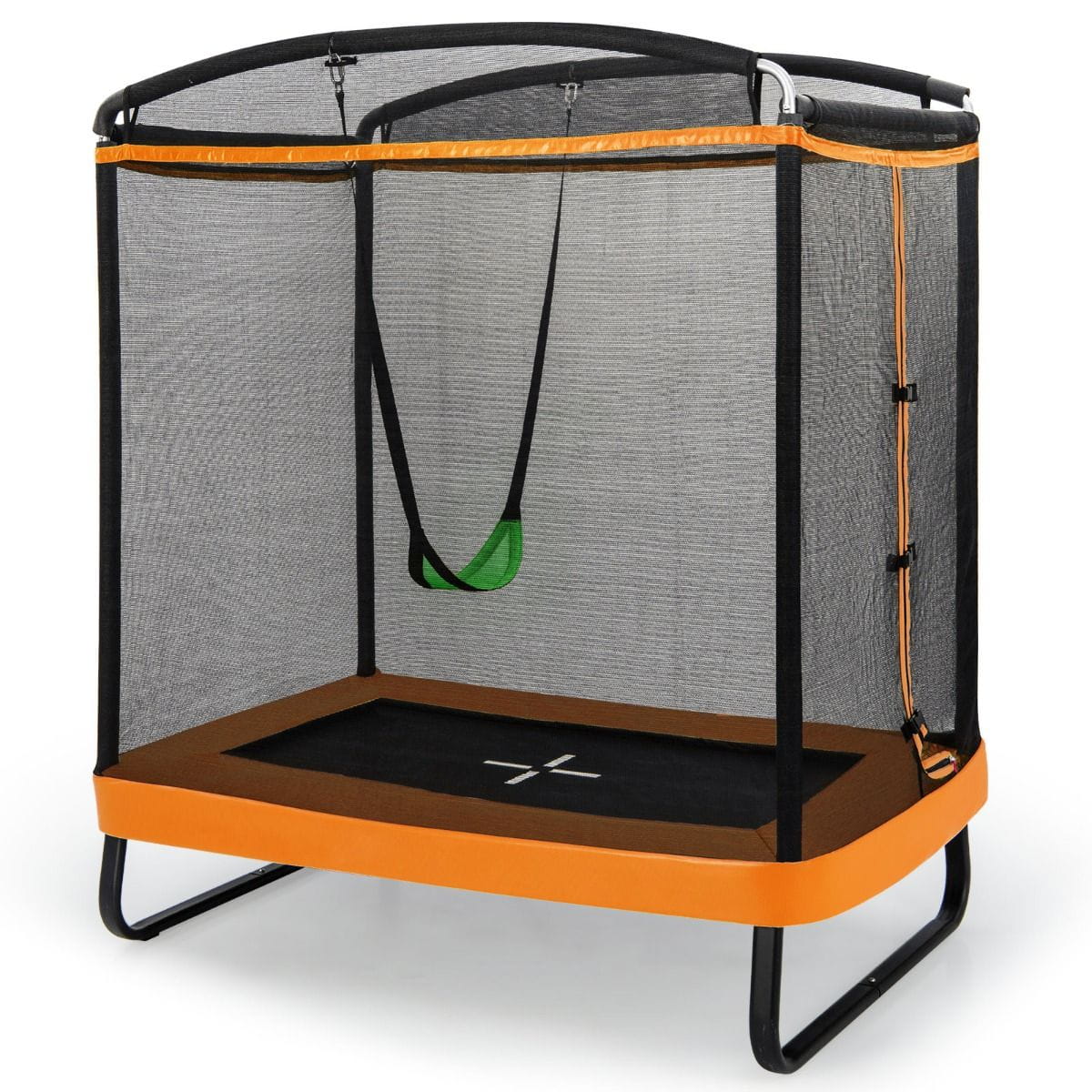 2-in-1 Rectangular Trampoline for Kids with Swing