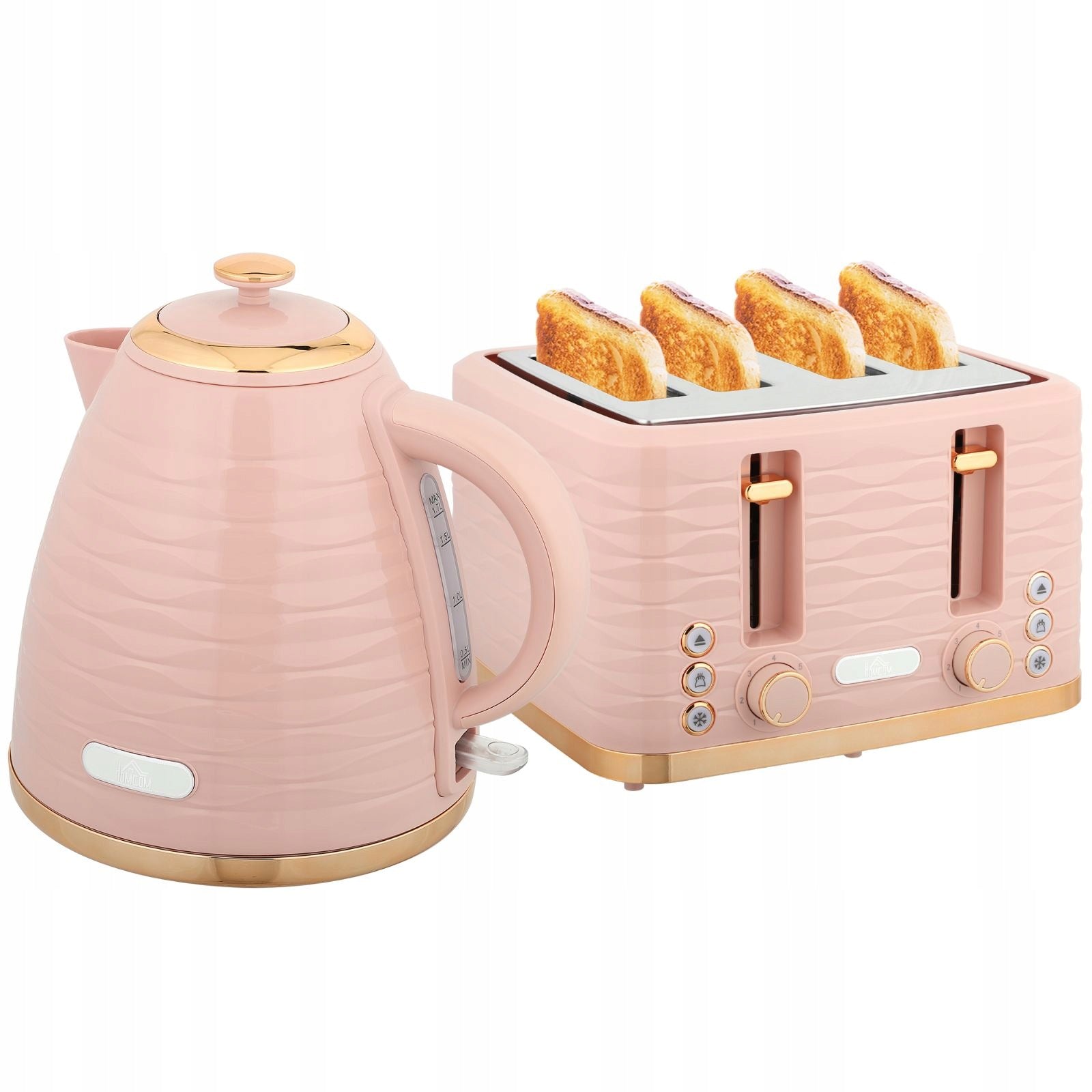 2-in-1 Set: Toaster and Kettle, 7 Levels, Pink