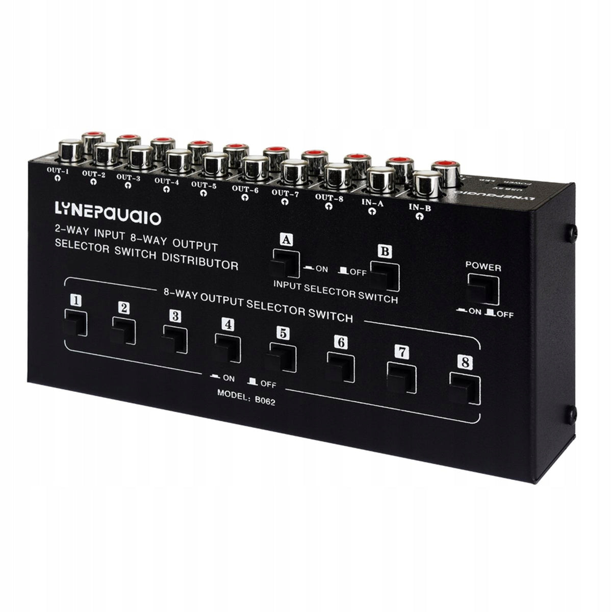 2 in 8 Out Video Audio Selector Box USB 5V DIY DVD