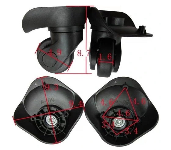 2 pcs black wheels for suitcase, suitcase parts, bags Product weight with unit packaging 0.26 kg