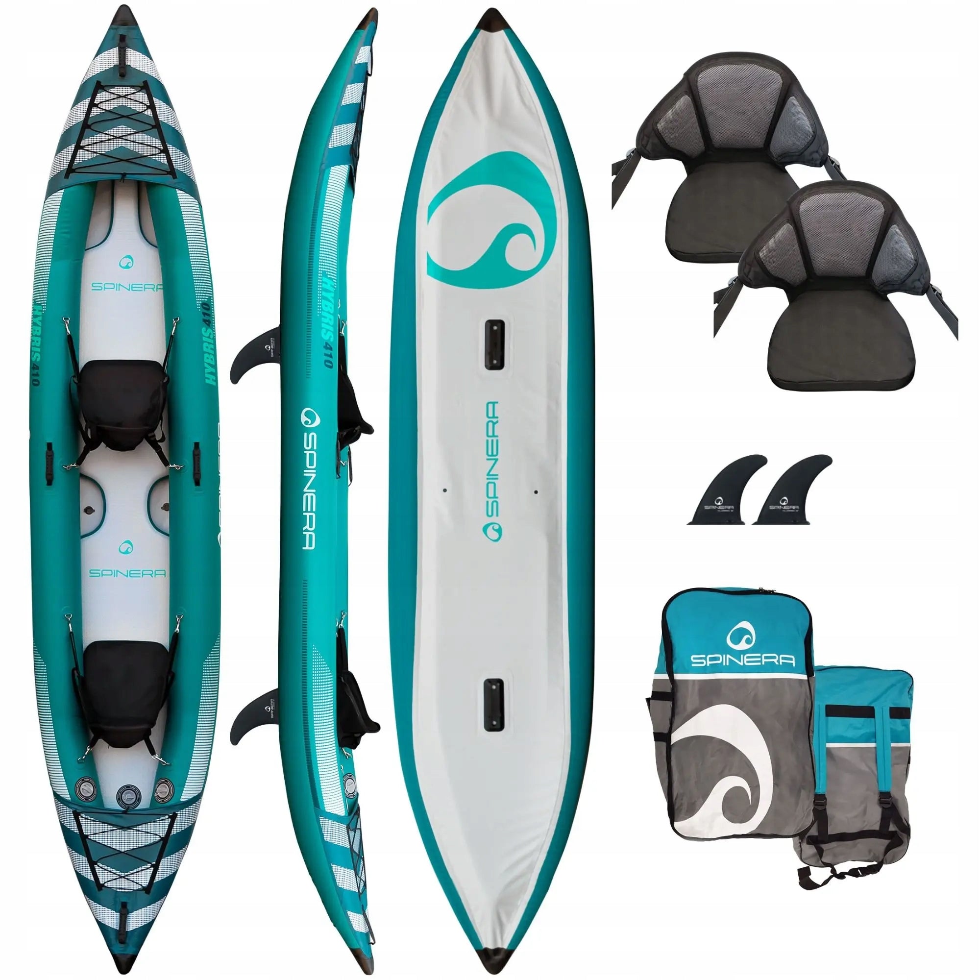 2-person pumped kayak SPINERA Hybris 410 teal/white/grey
