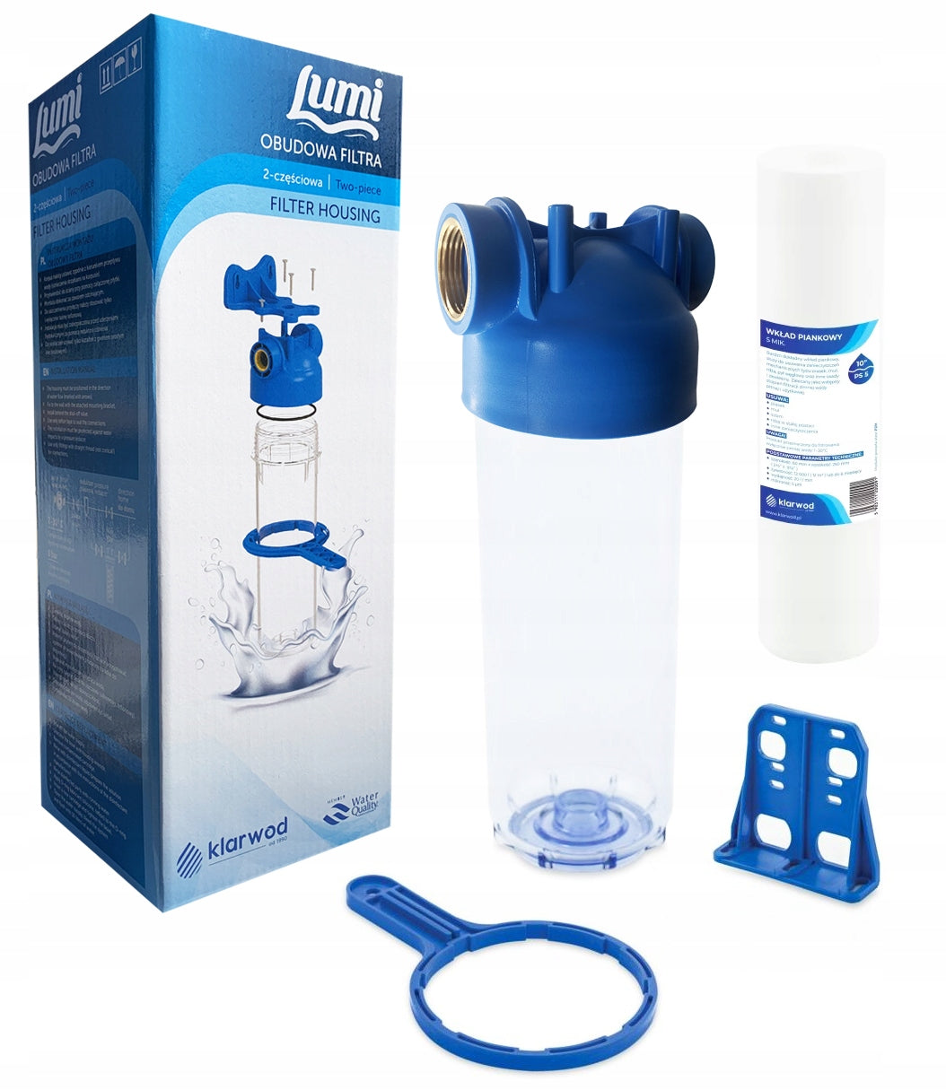 2-piece 10" in-line filter body with 1" connections