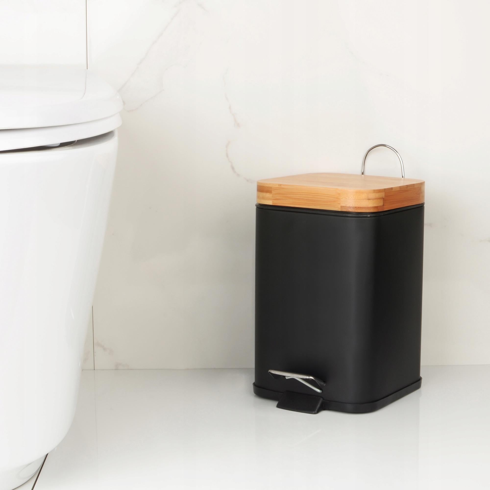 2-piece bathroom set - waste bin and 2in1 stand, black bamboo Manufacturer code CH.SIDO-BLK_PD.BARCA-BLK