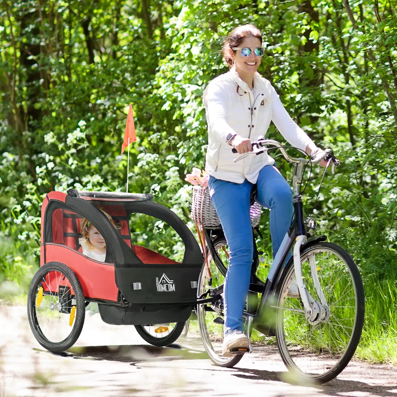 2-seater bicycle trailer for children – cushioned, transport trolley Manufacturer code p12121