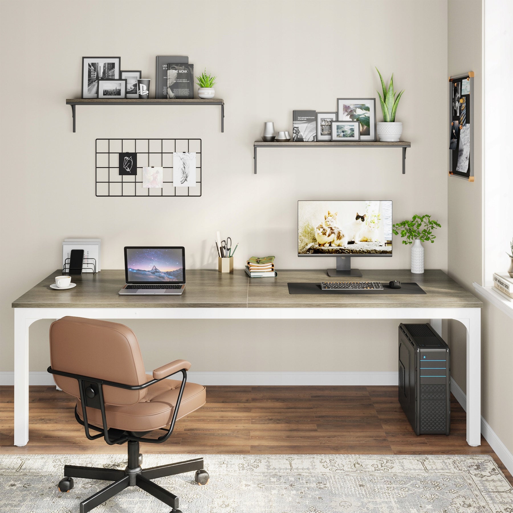 2-seater desk for home office, extra long computer desk 200 cm Manufacturer code HOGA-YS0178-CT