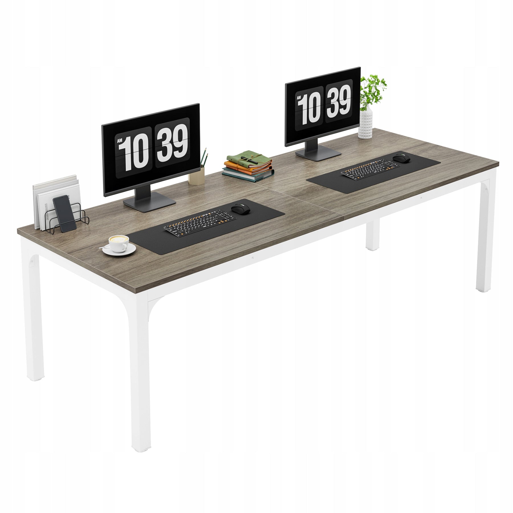 2-seater desk for home office, extra long computer desk 200 cm Packaging status original
