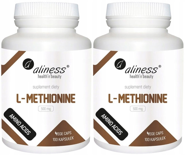 2 x Aliness L-Methionine 500 mg 100 Vege caps Antioxidant Nail Skin