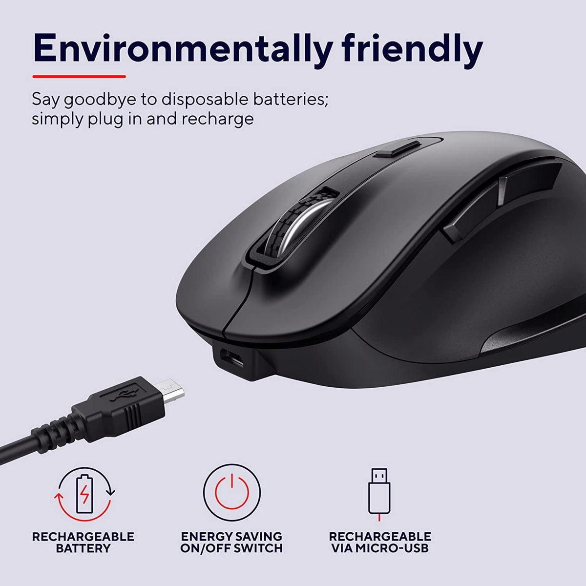 2 x Ergonomic Mouse Rechargeable Battery Wireless Manufacturer Trust
