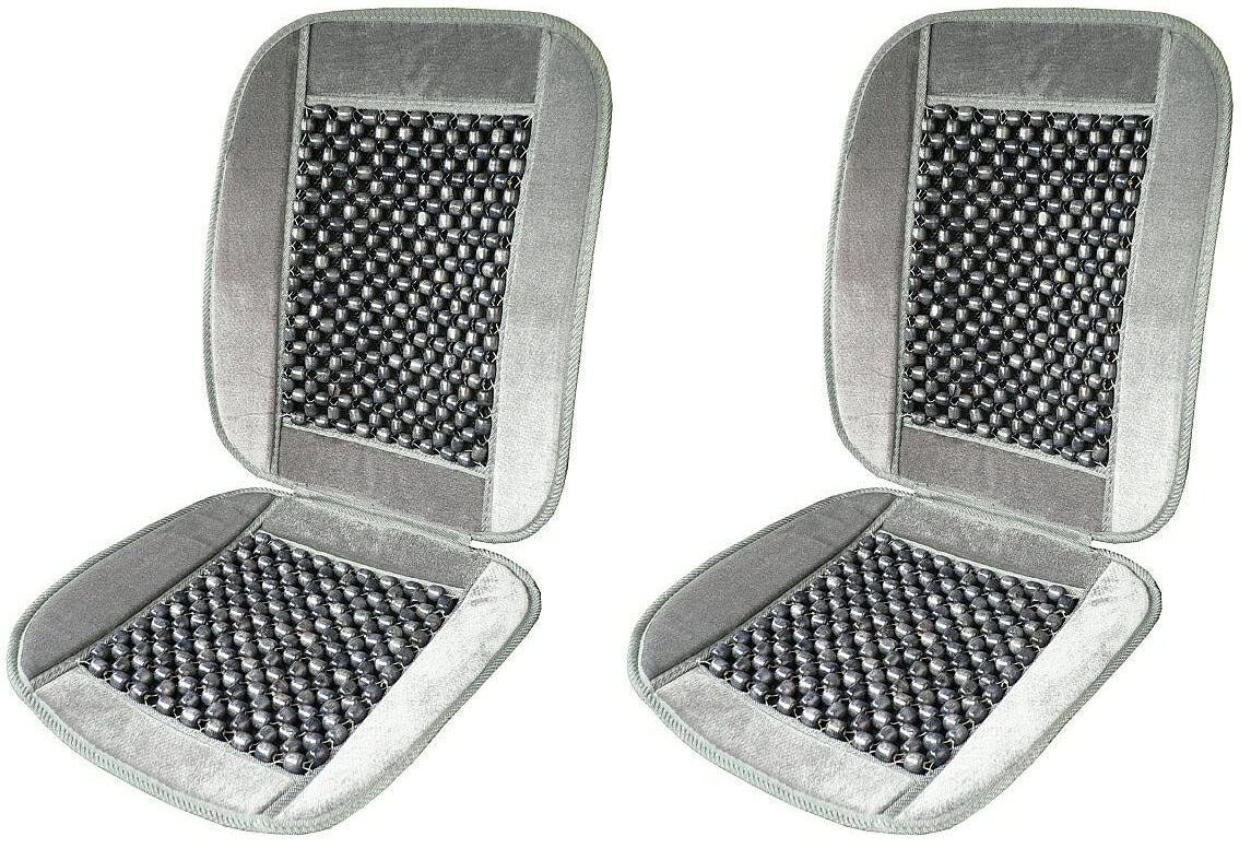 2 x Front Seat Mat for Car Beaded Velvet Grey