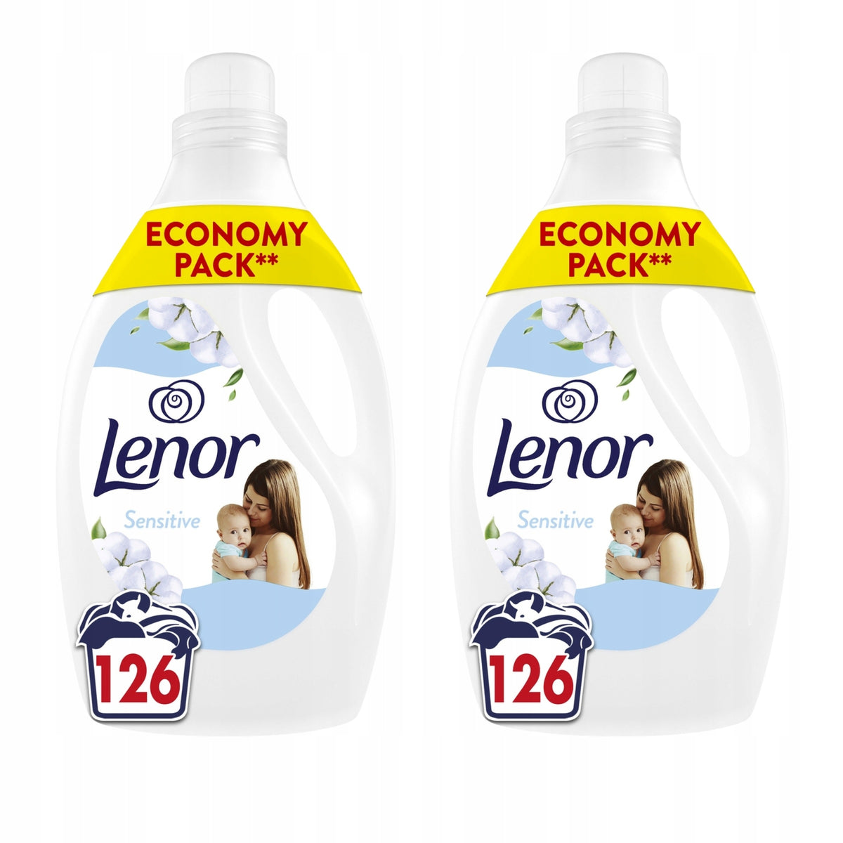 2 x Lenor Sensitive Fabric Rinsing Liquid, 2 x 126 Washes