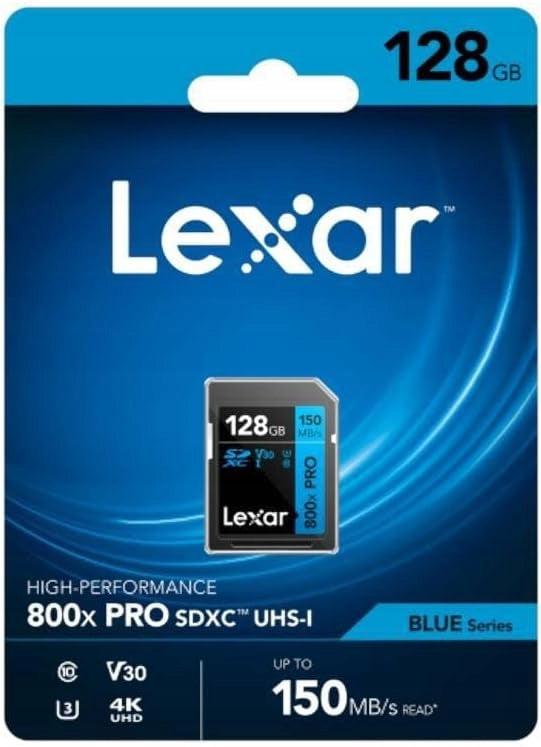2 x Lexar LSD0800P128G-BNNNG memory card 128GB High-Performance 800x SDXC Manufacturer Lexar