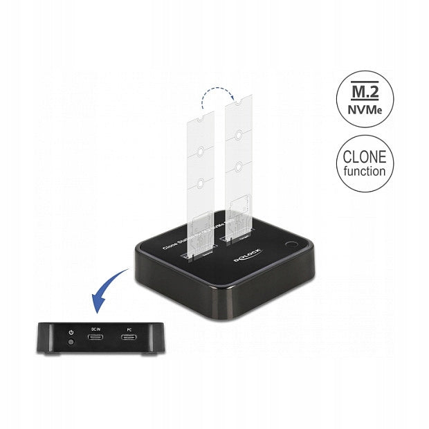 2 x M.2 NVMe Docking Station with 10 Gbit/s USB-C Cloning Manufacturer code 64177