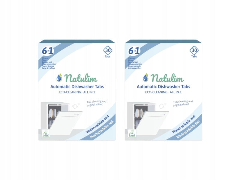 2 x Natulim Eco Dishwasher Tablets 6in1 - 30 Pieces