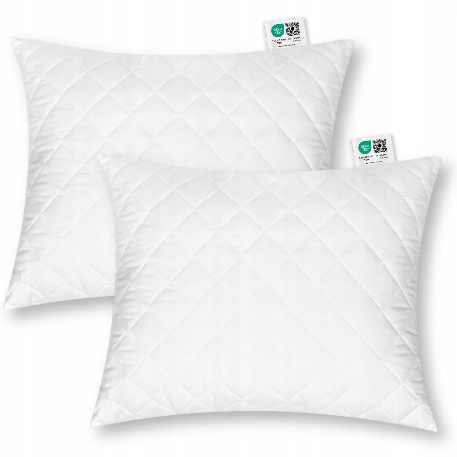 2 x PILLOW 50x60 ANTI-ALLERGIC QUILTED THICK SET PREMIUM ZIPPER