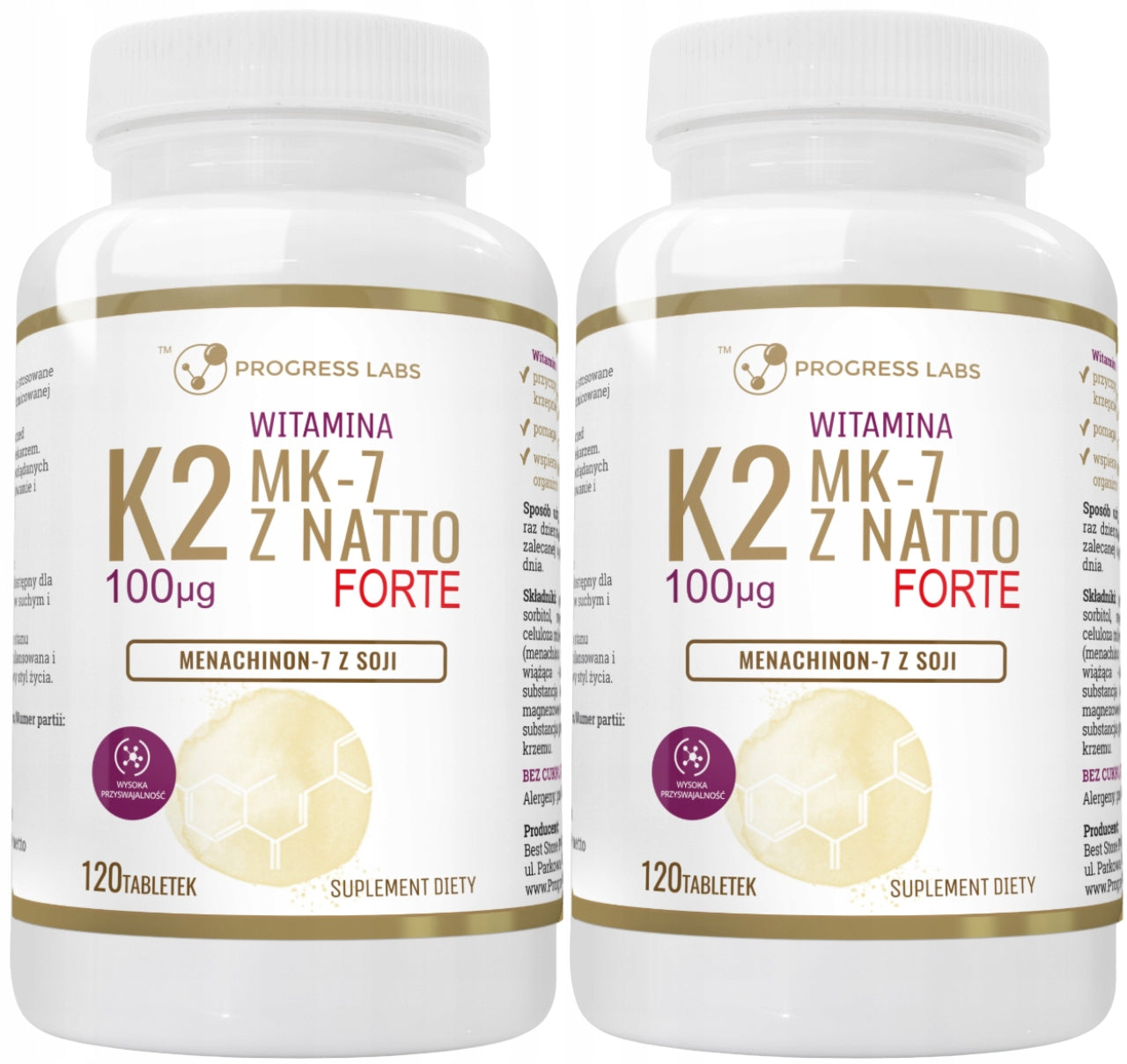2 x Progress Labs Vitamin K2 MK-7 100µg 120 tabl. Blood pressure