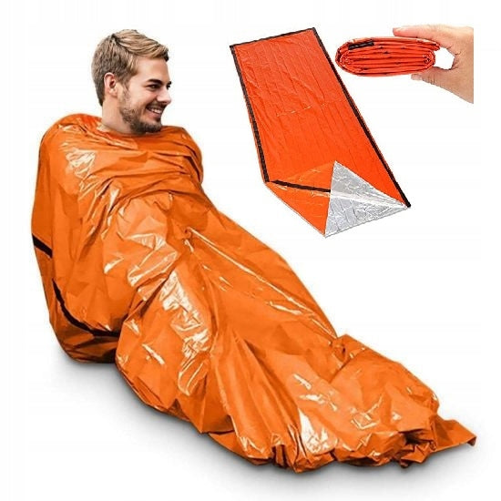 2 x SURVIVAL THERMAL SLEEPING BAG RESCUE BLANKET