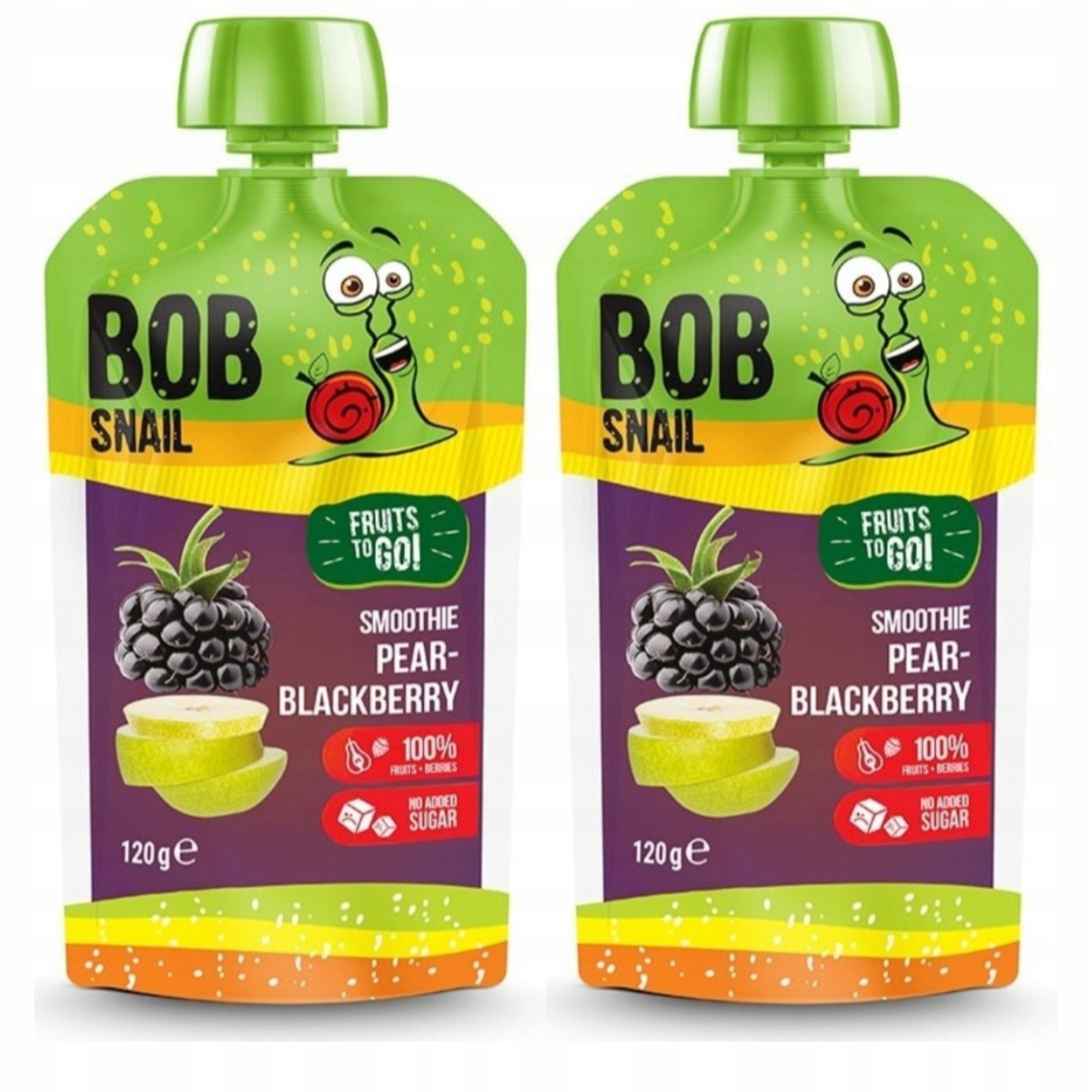 2 x Smoothie Mousse Bob Snail pear-wild blackberry without added sugar 2 x 120g
