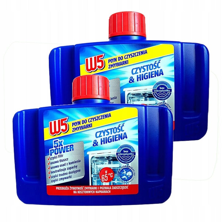 2 x W5 DISHWASHER CLEANER - HYGIENE AND CLEANLINESS - 250ML
