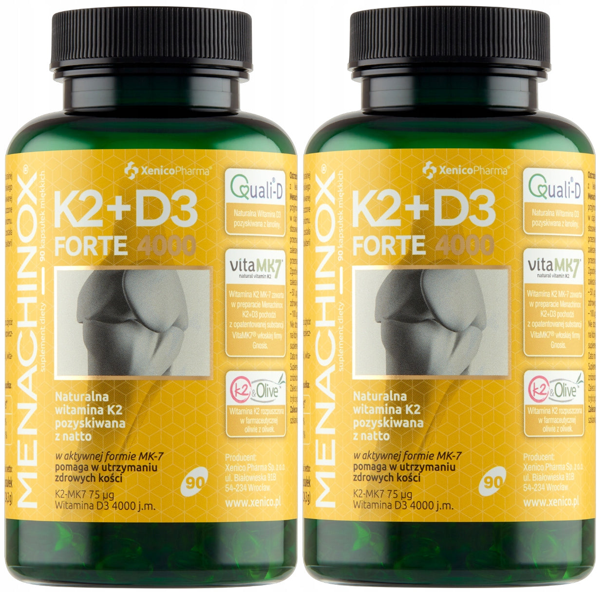 2 x Xenico Menachinox K2+D3 Forte, 90 caps. Resistance Blood clotting
