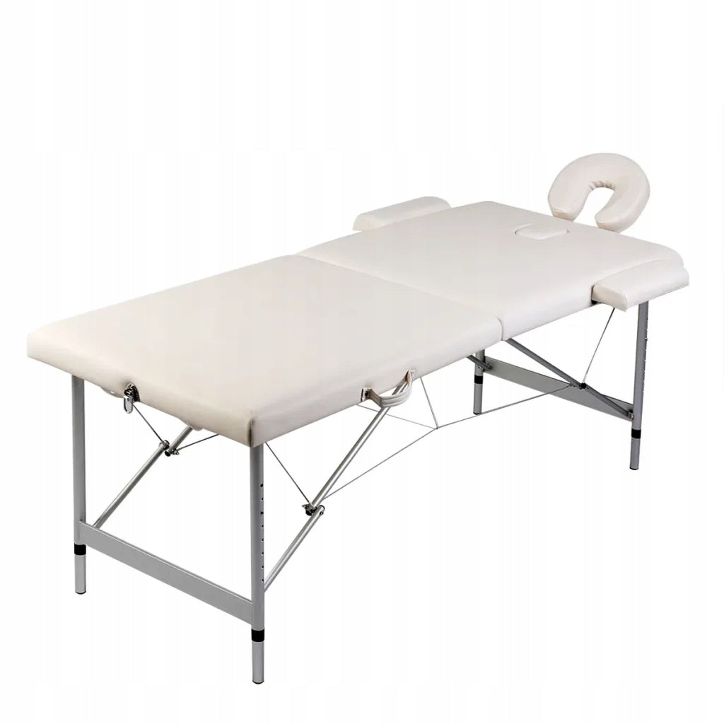 2-zone massage table, foldable (186x68cm), cream