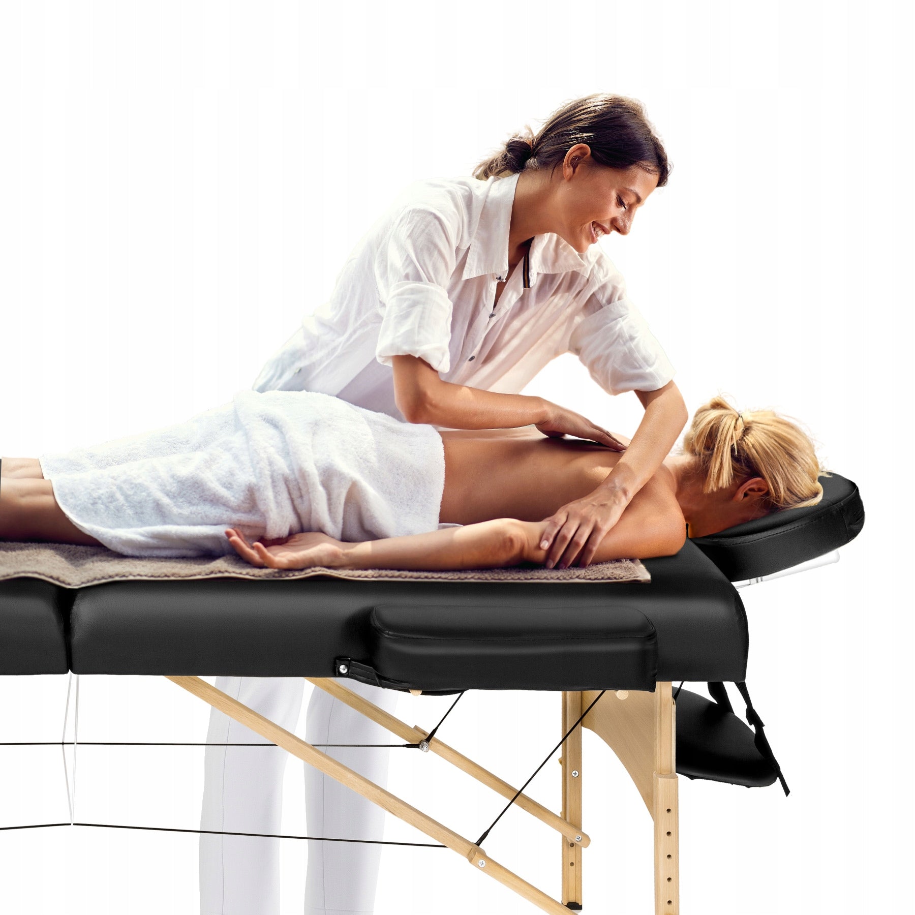 2-zone massage table set with 7,5 cm padding and wooden frame Medical device no