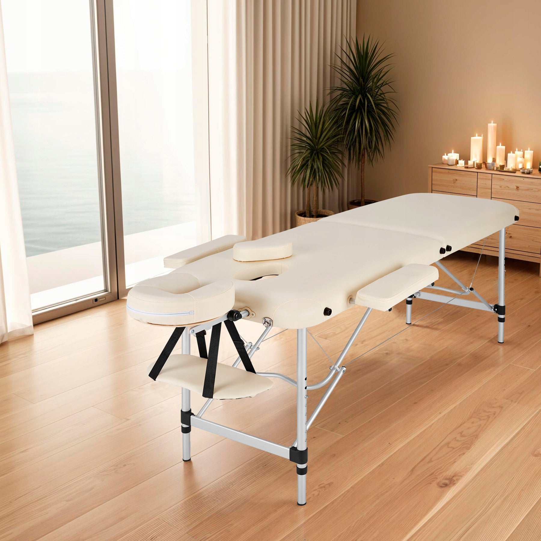 2-zone massage table with upholstery and aluminum frame Brand TecTake