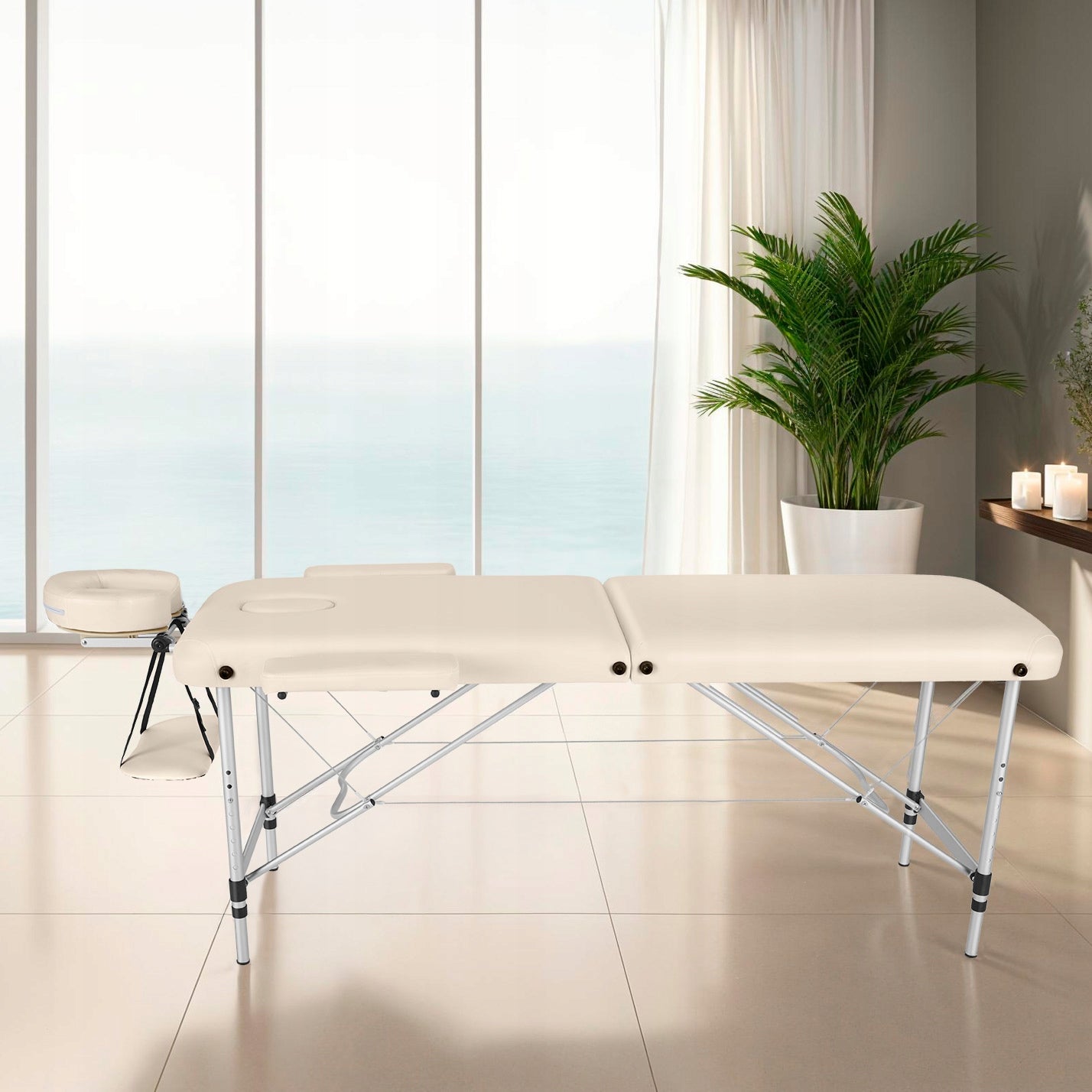 2-zone massage table with upholstery and aluminum frame Medical device no