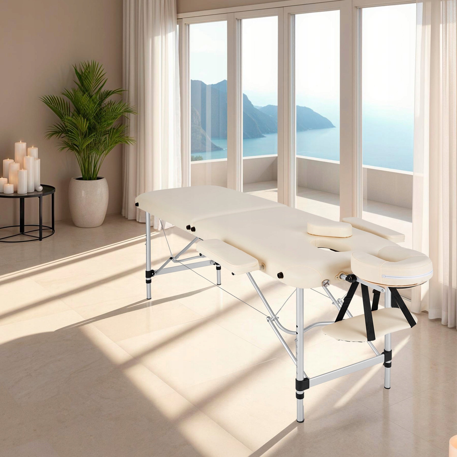 2-zone massage table with upholstery and aluminum frame Packaging status original