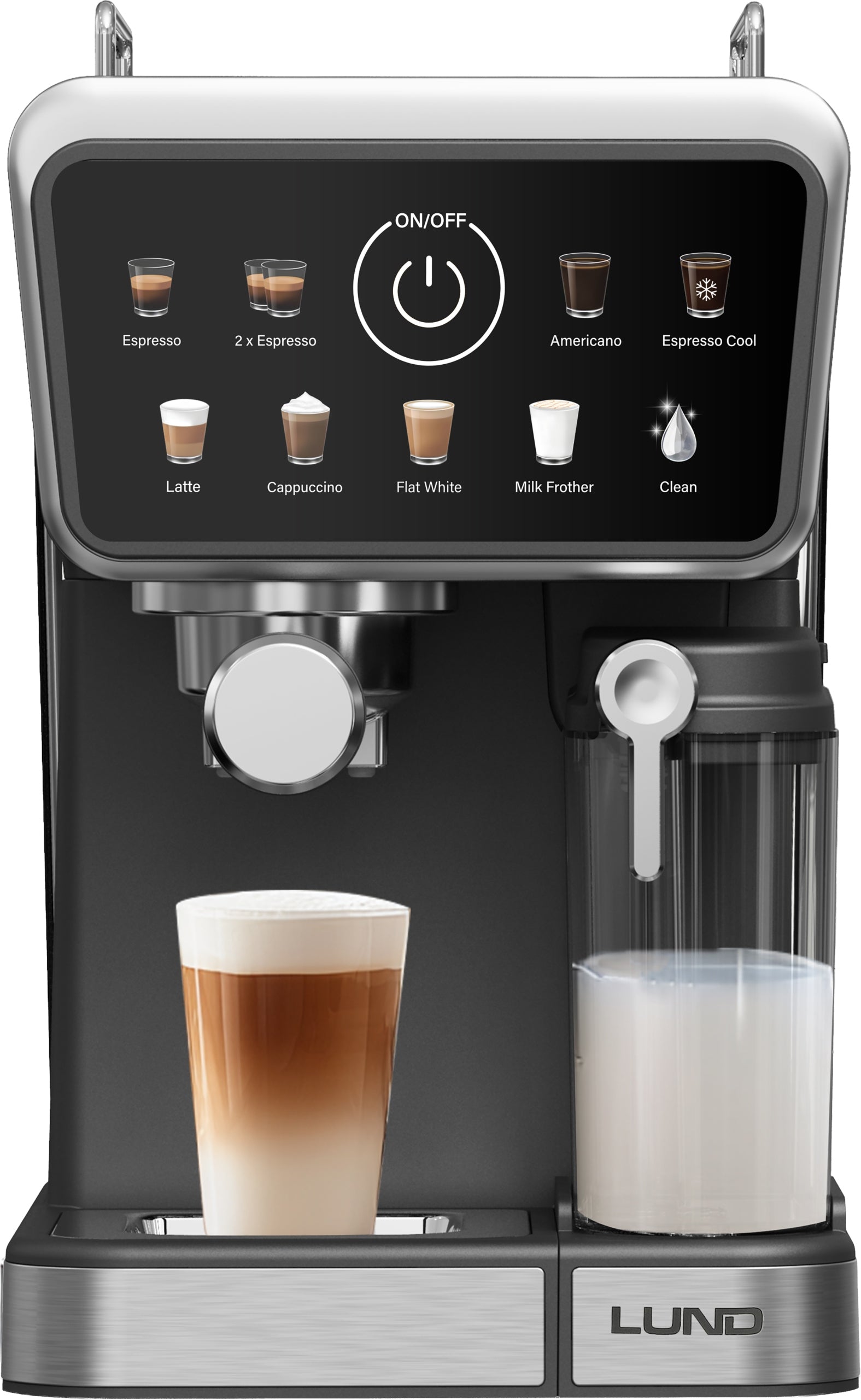 20 BAR 1350W AUTOMATIC FLASK COFFEE MAKER + FROTHER Brand Lund