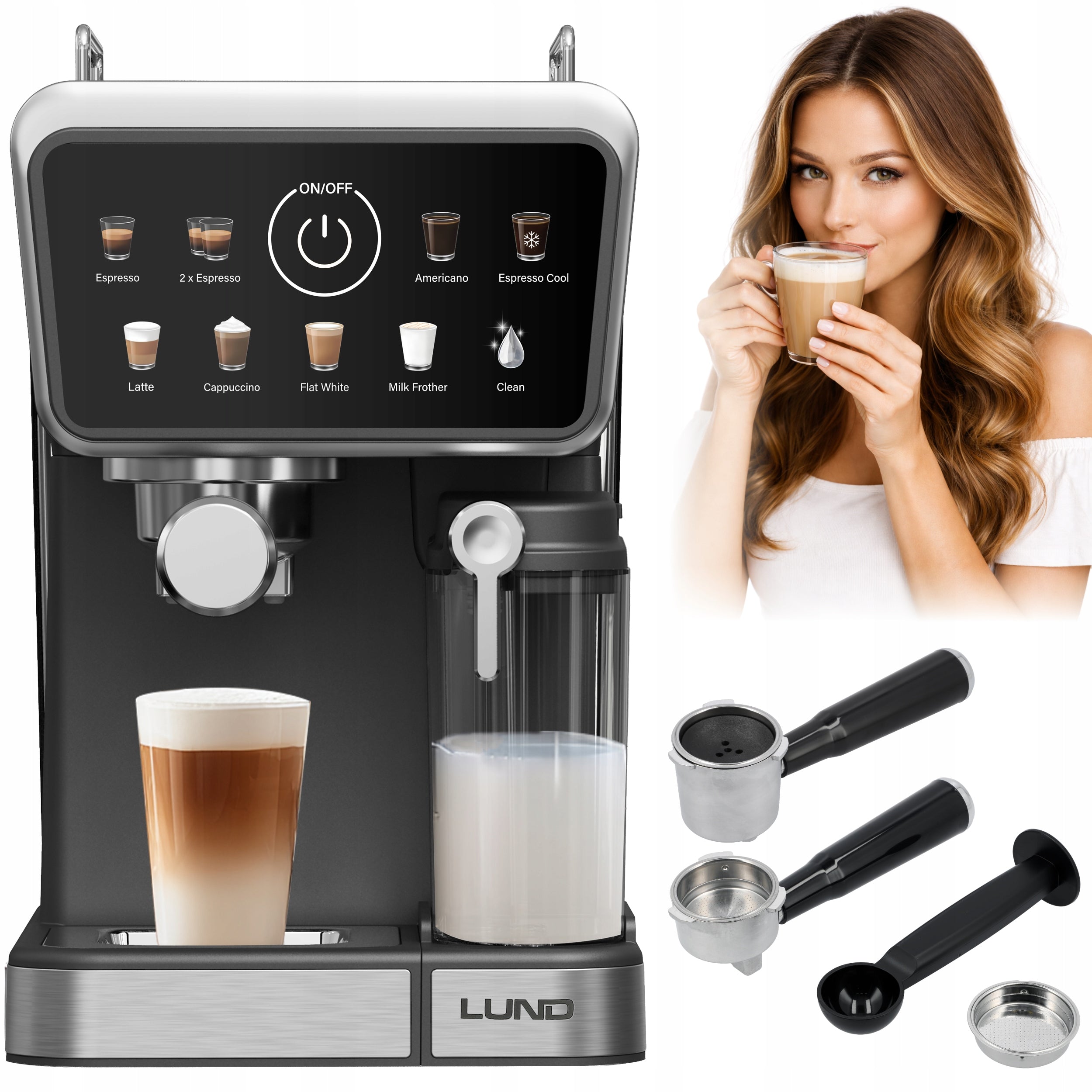 20 BAR 1350W AUTOMATIC FLASK COFFEE MAKER + FROTHER