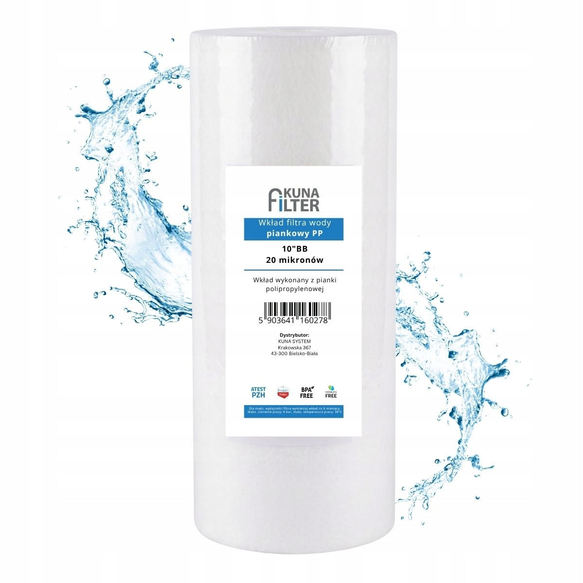 20 Micron Foam Filter for BB10 Filter Housing, Big Blue 10 Foam Cartridge