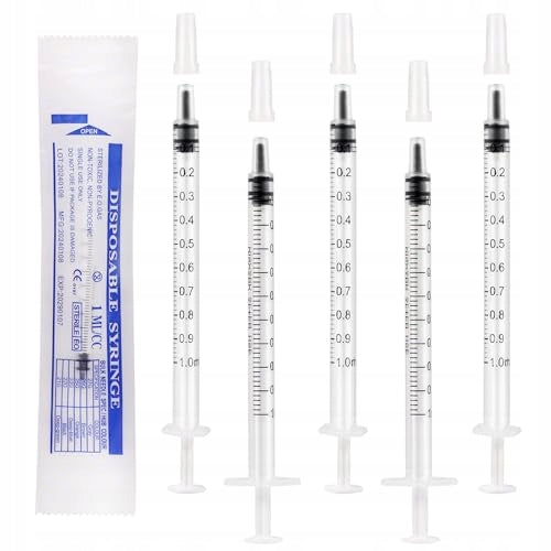 20 PCS 1 ML PLASTIC SYRINGES WITH NEEDLELESS CAPS SYRINGE FOR Medical device no