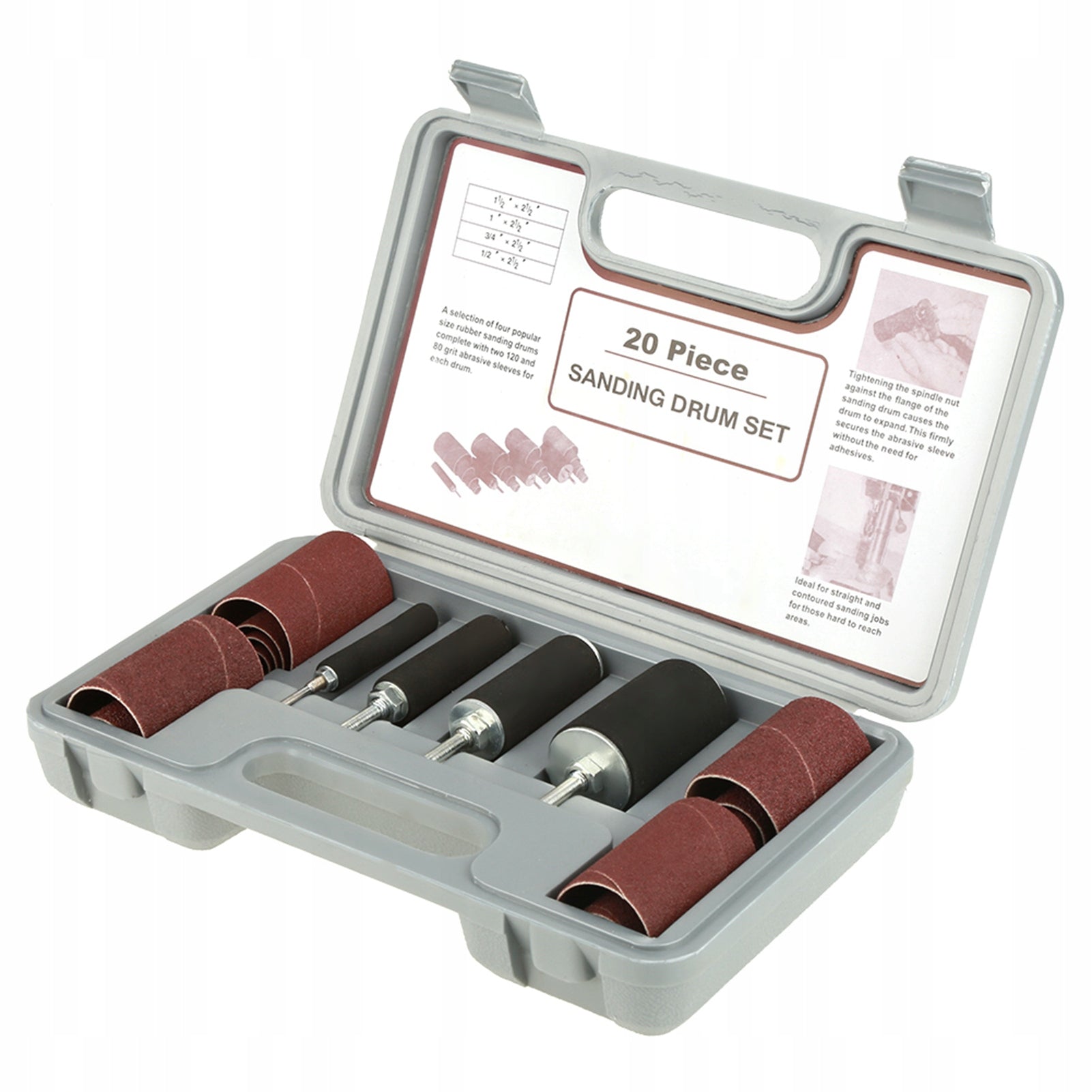 20-Piece Spindle Drum Grinding Tool Set with Suitcase Brand no brand