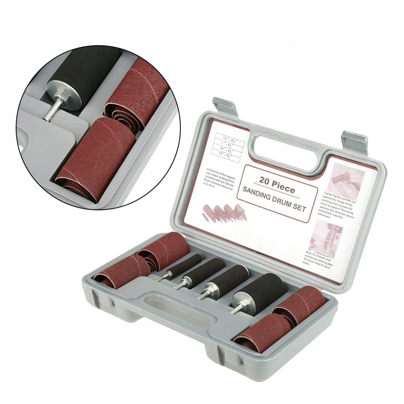 20-Piece Spindle Drum Grinding Tool Set with Suitcase