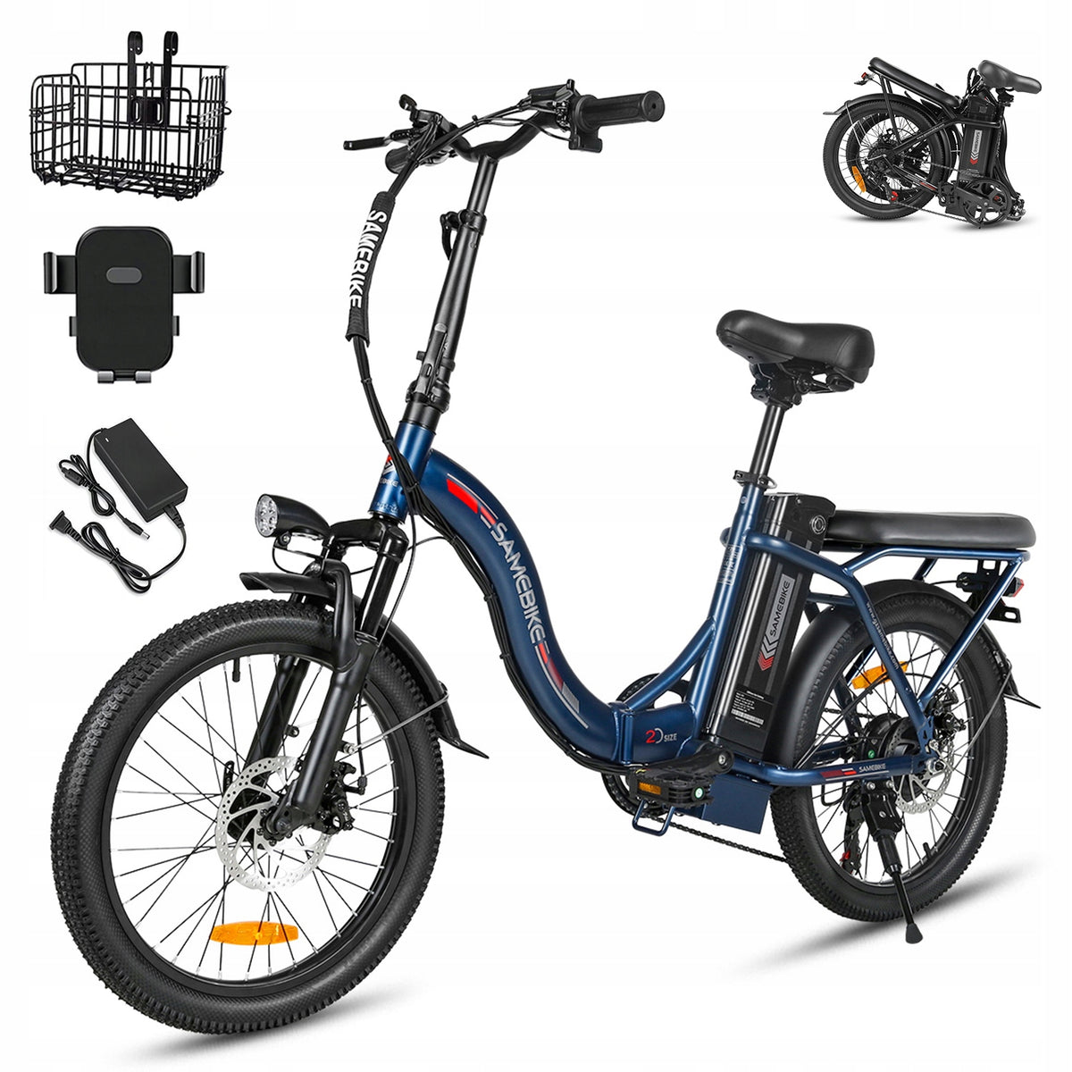 20" Samebike CY20 Electric Vehicles Folding 350W 32km/h 80km Blue