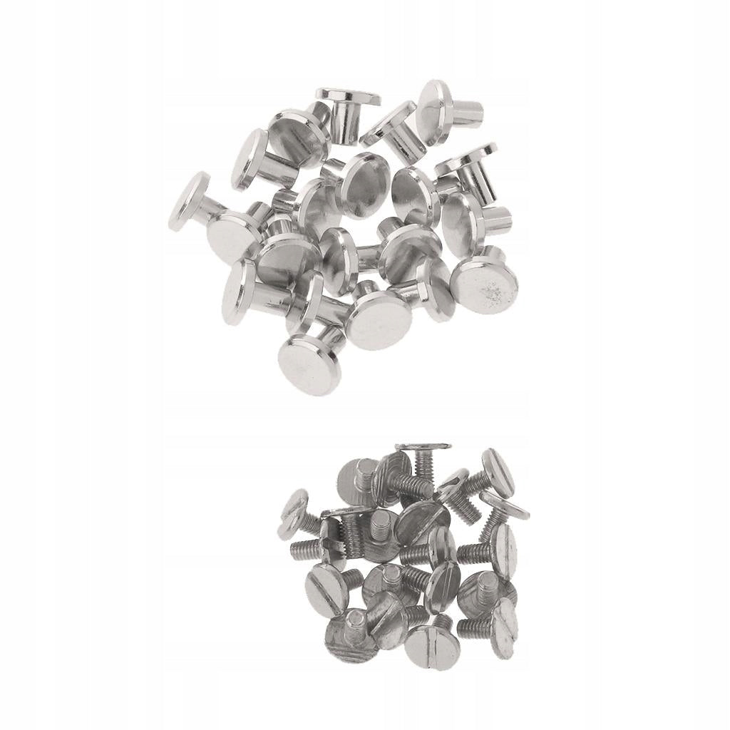 20 Sets 8mm Round Button Rivet Studs Screwback for Leather Silver