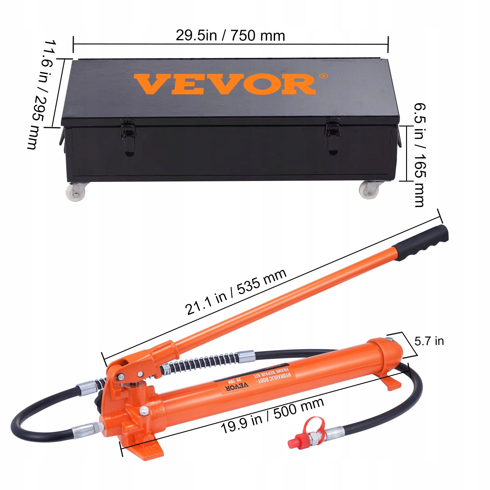 20 Ton Hydraulic Jack Air Pump Lift Ram Body Frame Porta Power Repair Kits Brand Vevor