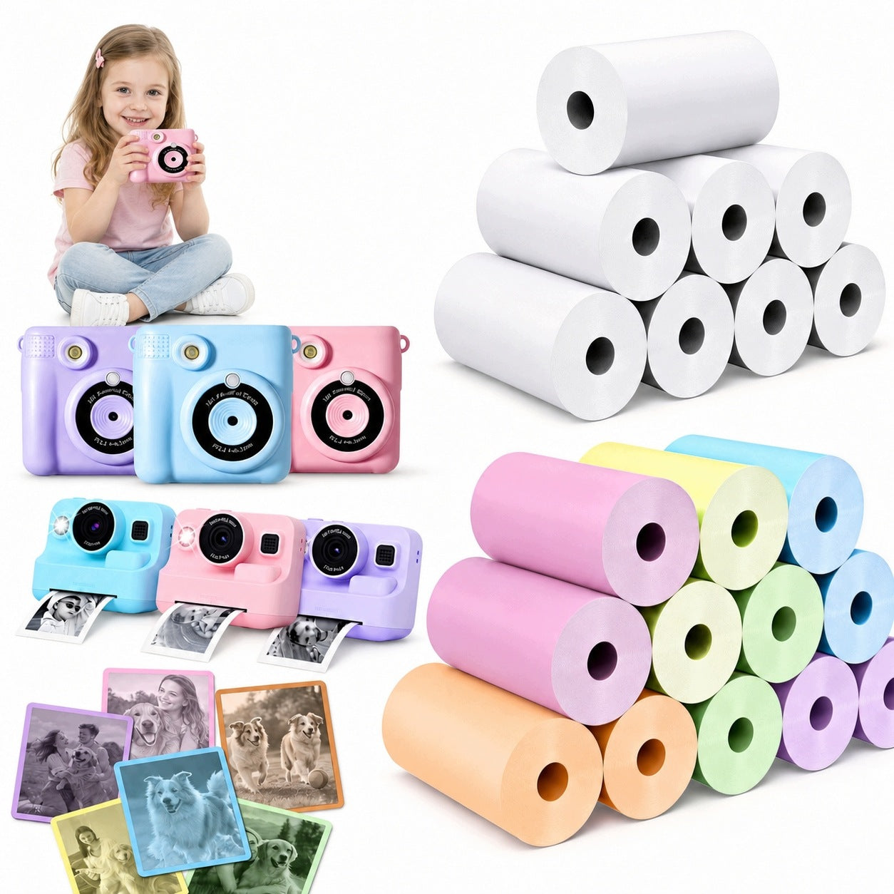 20 rolls of thermal paper, fast printing for instant camera