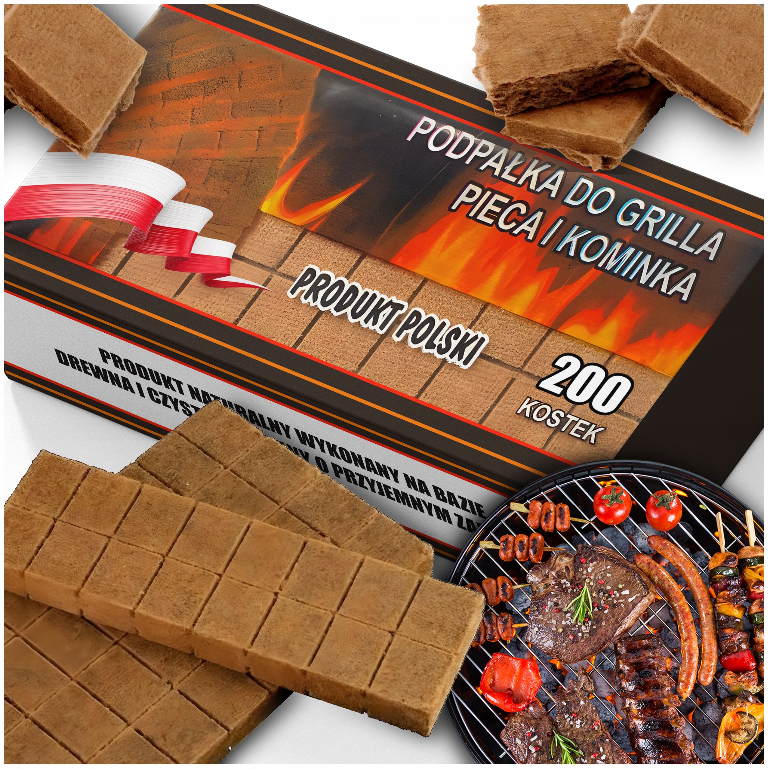 200 CUBE GRILL KINDER EFFICIENT FOR FIREPLACE STOVES ECOLOGICAL KINDLING