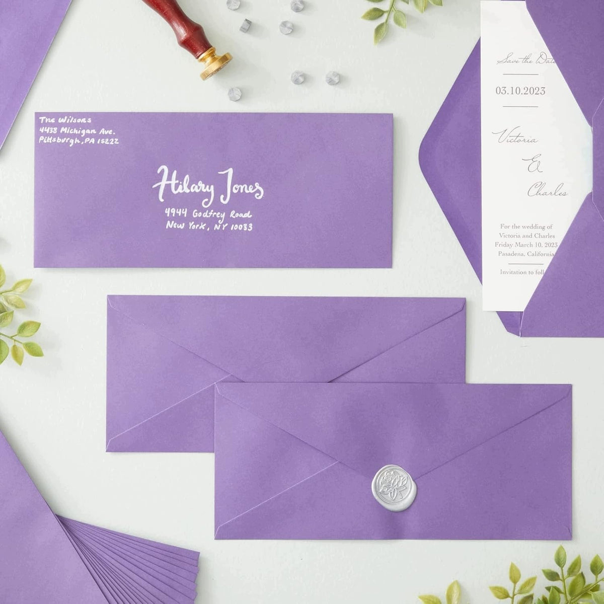 200 ENVELOPES PURPLE BUSINESS RUBBERIZED 10X22CM INVITATIONS Format A1