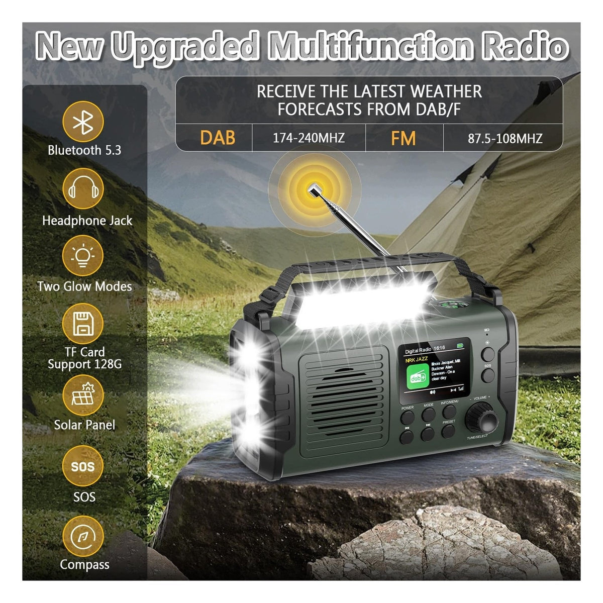 20000mAh solar radio with Bluetooth and crank - for camping and breakdowns Model other