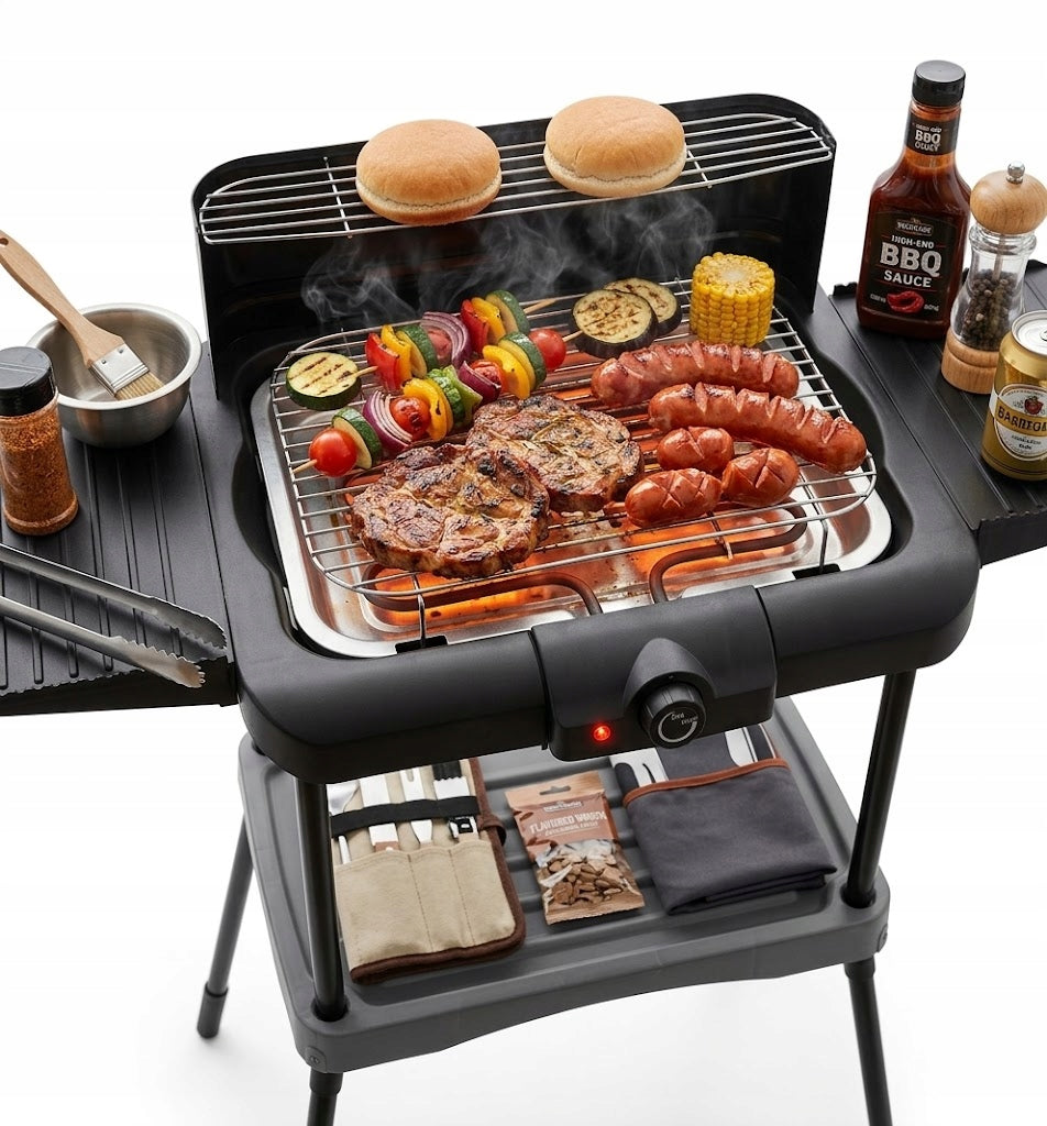 2000W BLACK ELECTRIC GRILL WITH CONTACT TEMPERATURE CONTROL Power rating 2000 W