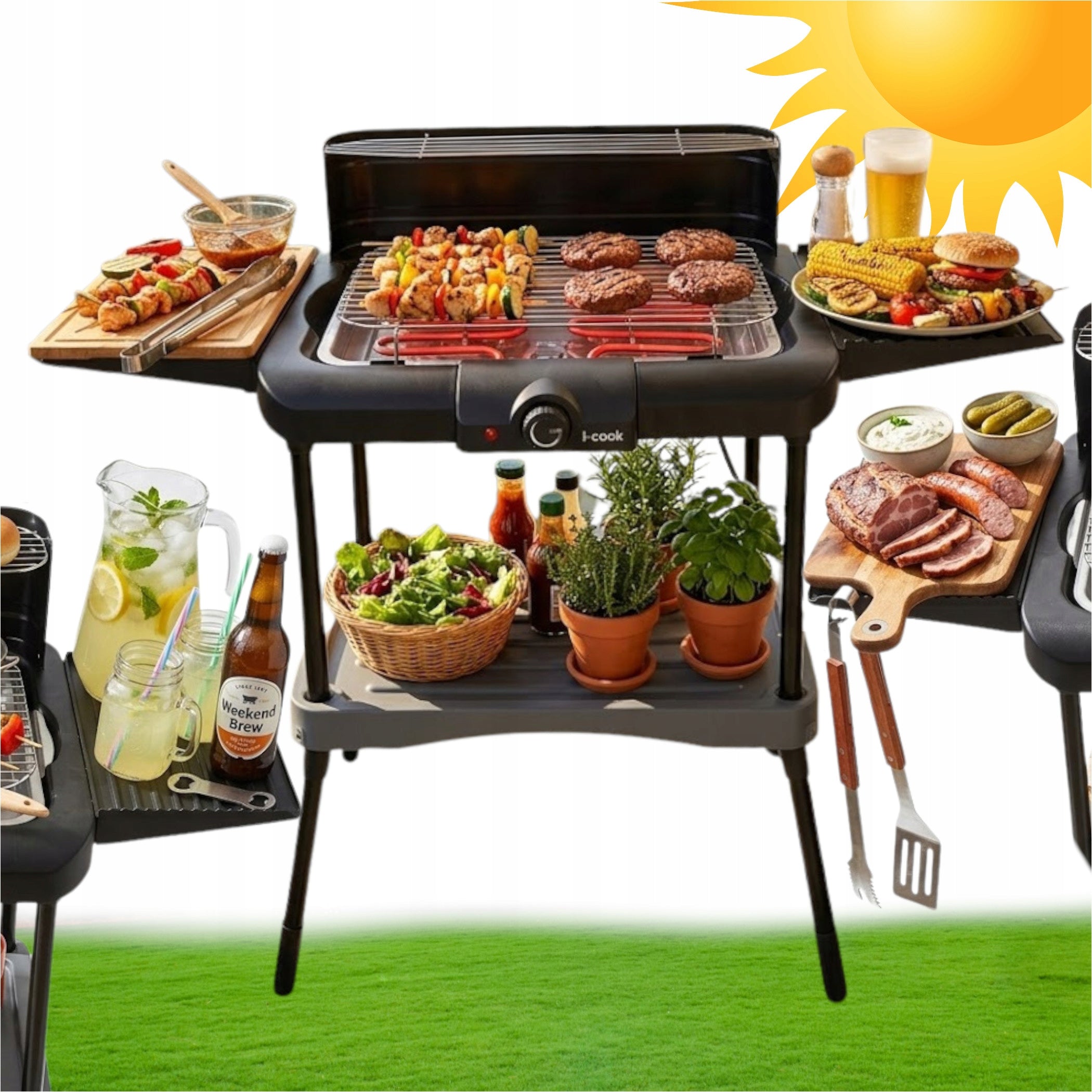 2000W BLACK ELECTRIC GRILL WITH CONTACT TEMPERATURE CONTROL