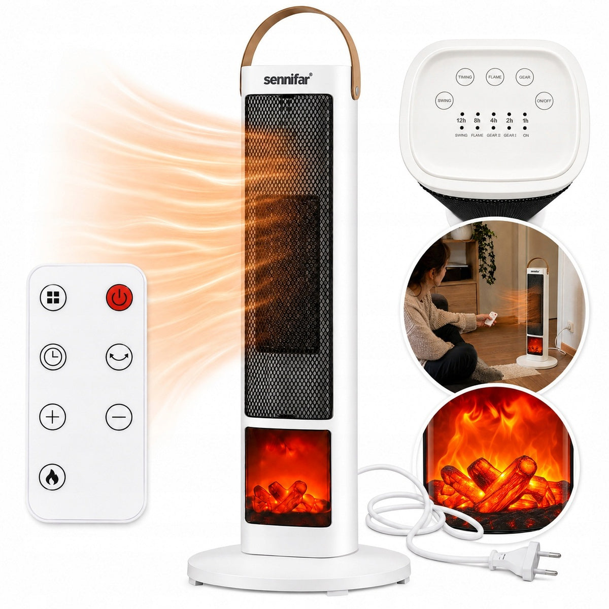 2000W Blower Heater With Remote Control And Carrying Handle