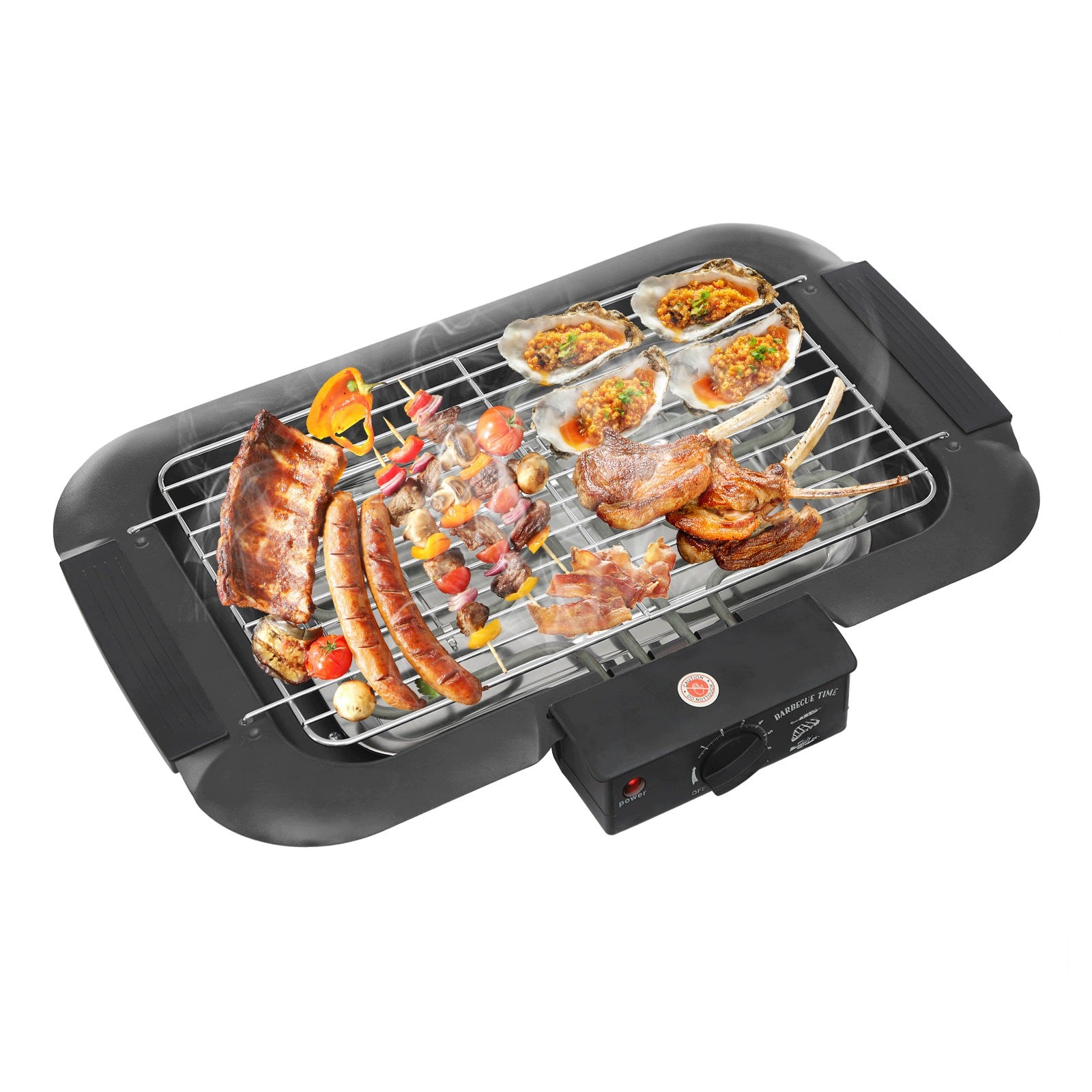 2000W Electric Table Grill, Dual-Tube Electric Grill - Black-