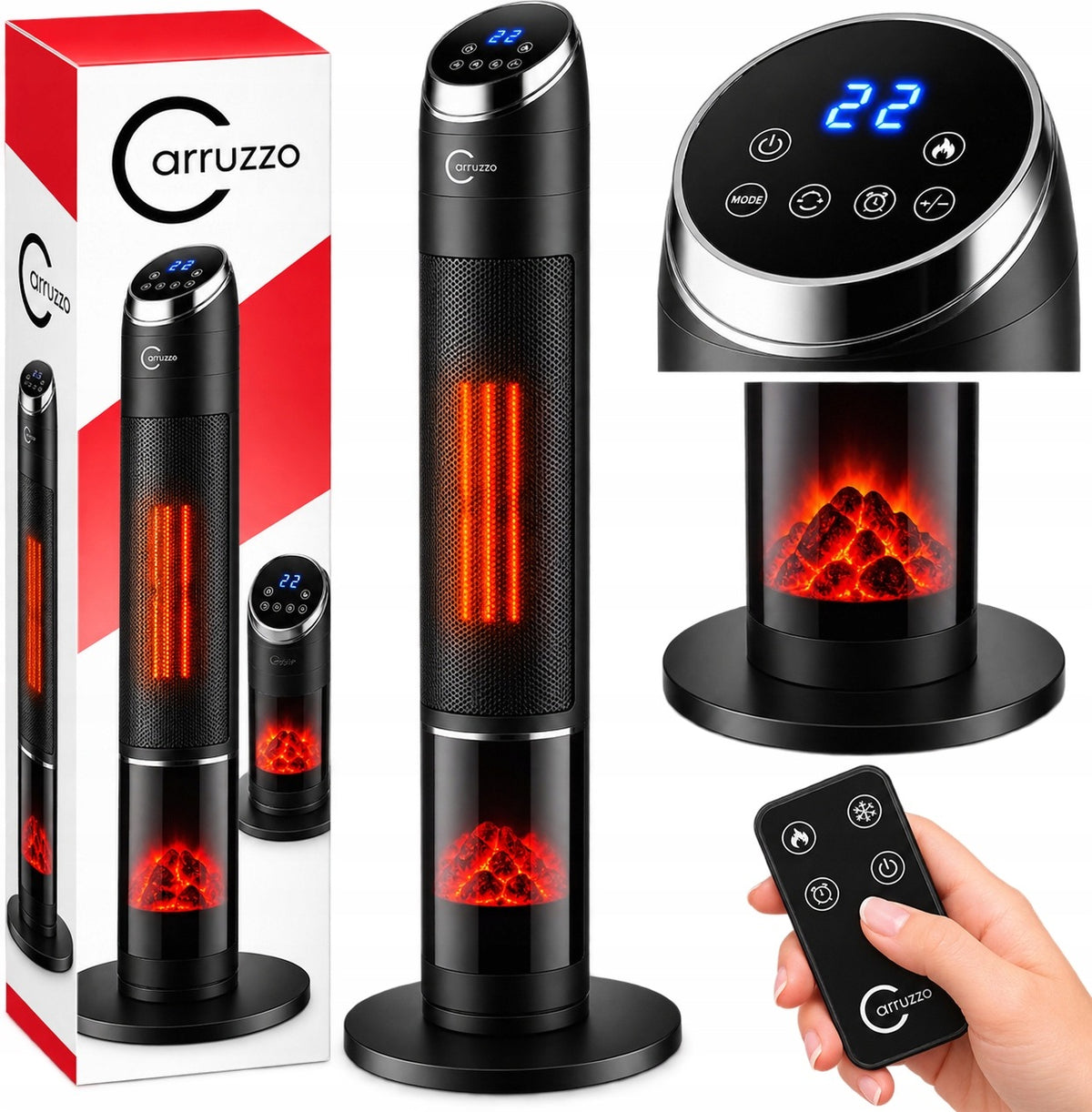 2000W FAN Column ELECTRIC CERAMIC HEATER with FIREPLACE
