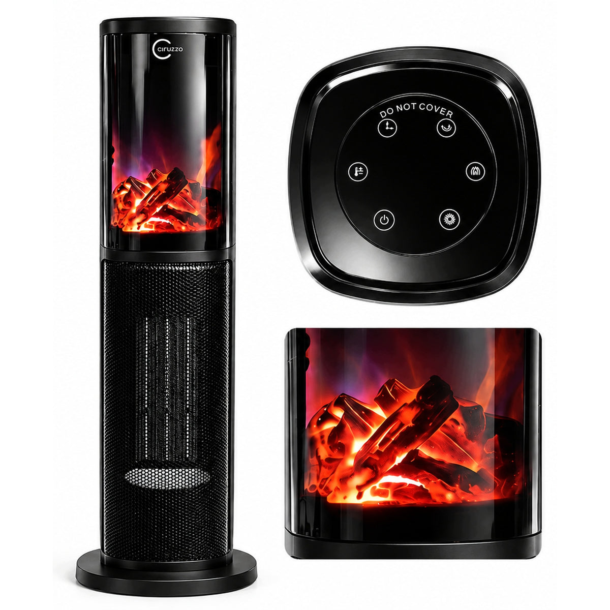 2000W FAN HEATER ELECTRIC CERAMIC WITH FIREPLACE Packaging status original