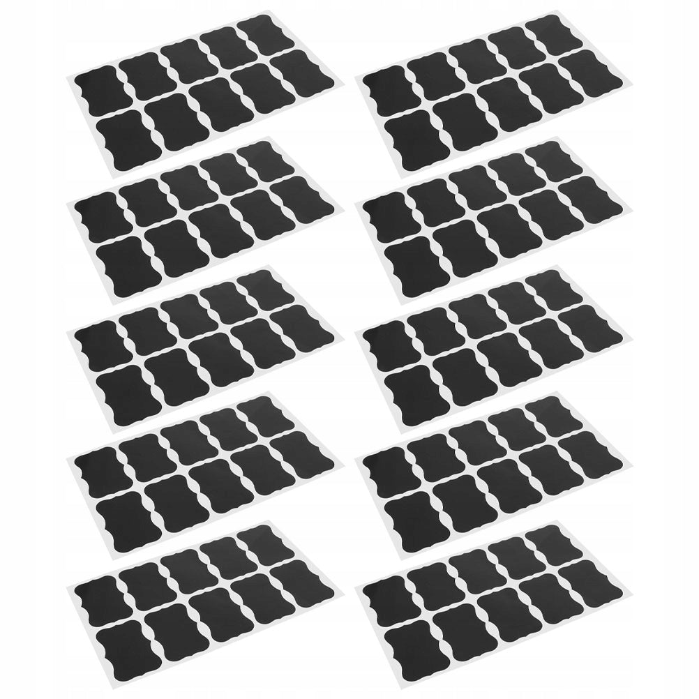 200Pcs Rewritable Chalkboard Stickers Black PVC Labels for Kitchen Jars Label length 60 mm