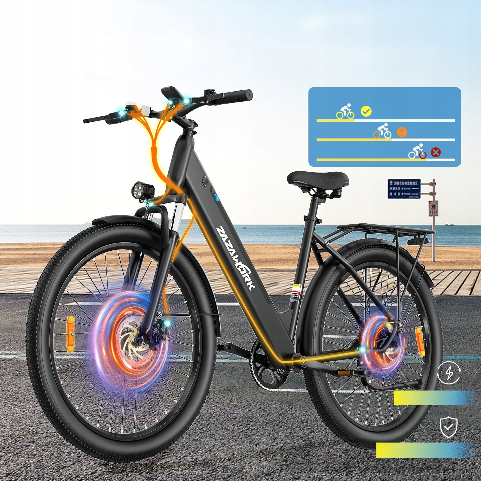 2026 City Electric Bike 250W 36V 720WH ZAZAWORK C28 120KM 29" E-Bike Frame size 20"