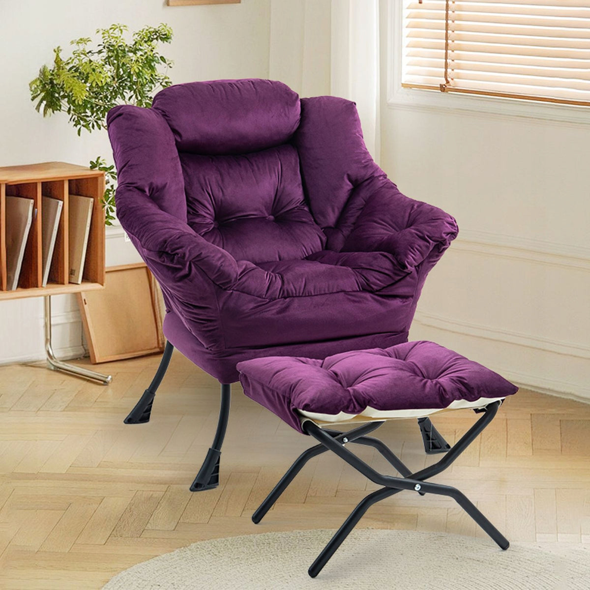 2026 Comfortable armchair with footrest and folding pocket